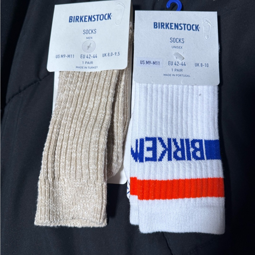Birkenstock Men's Beige and White Socks Duo